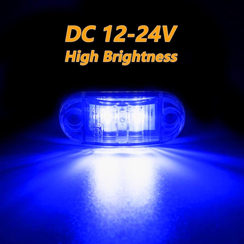 ALFU 10 Pack Blue DC12-24V IP68 Waterproof LED Trailer Lights Kit Front Rear LED Side Marker Clearance Indicators Light for RV Camper Truck Van Caravan Boat - Image 3